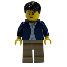 Dark Blue Torso, Dark Tan Legs, Black Hair (fig-009344)