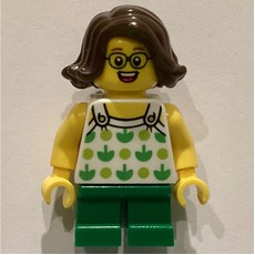 Kid - White Torso, Green Legs, Dark Brown Hair (fig-009348)