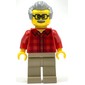 Red Torso, Dark Tan Legs, Light Bluish Grey Hair