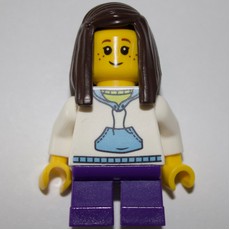 Kid - White Torso, Dark Purple Legs, Dark Brown Hair (fig-009355)