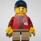 Kid - Red Torso, Dark Tan Legs, Dark Blue Cap