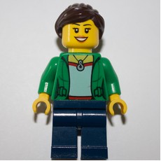 Green Torso, Dark Blue Legs, Dark Brown Hair (fig-009358)