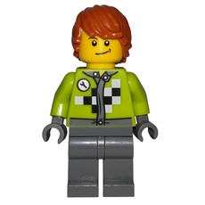 Lime Torso, Dark Bluish Grey Legs, Dark Orange Hair (fig-009376)