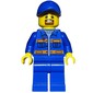 Worker, Blue Jacket with Orange Stripes, Blue Legs, Blue Cap, Goatee Beard