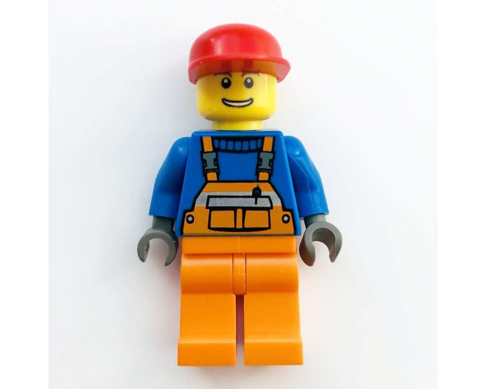 LEGO Set fig-009403 Construction Worker, Orange Overalls over Blue ...