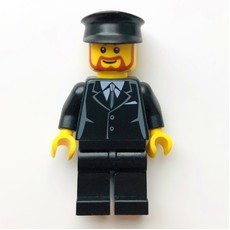 Man, Black Suit and Tie, Black Hat, Beard (fig-009404)