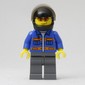 Worker, Blue Jacket with Orange Stripes, Dark Bluish Gray Legs, Black Helmet with Visor, Orange Sunglasses