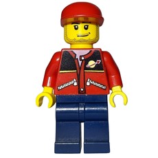 Man, Red Jacket with Classic Space Logo, Red Cap, Stubble (fig-009417)