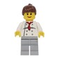 Chef, Woman, Red Neckerchief, Light Bluish Gray Legs, Reddish Brown Hair, 3626bpr0043 Head