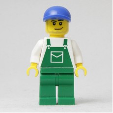 Man, Green Overalls, Blue Cap, Stubble (4485 Cap) (fig-009419)