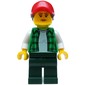 Woman, Open Green Flannel Shirt, Dark Green Legs, Red Cap with Hair