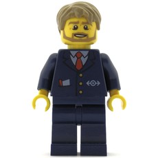 Bus Driver, Dark Blue Suit with Train Logo, Dark Tan Hair, Beard (fig-009425)