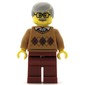 Man, Medium Nougat Argyle Sweater, Dark Red Legs, Moustache and Glasses