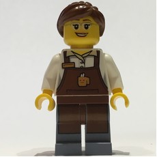 Barista, Woman, White Torso, Reddish Brown Apron, Reddish Brown Hair, Glasses (fig-009435)