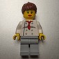 Chef, Woman, Red Neckerchief, Light Bluish Gray Legs, Reddish Brown Ponytail Hair, 3626bpr0892 Head