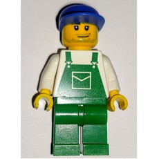 Man, Green Overalls, Blue Cap, Stubble (86035 Cap) (fig-009448)