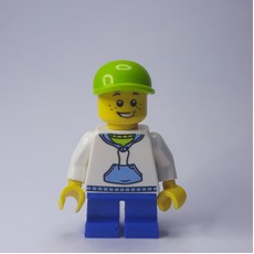 Boy, White and Blue Hoodie, Short Blue Legs, Lime Cap (3626c Head) (fig-009455)