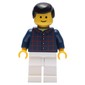 Dark Blue Torso, White Legs, Black Hair