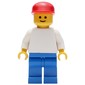 White Torso, Blue Legs, Red Cap (3626a Head)