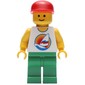 White Torso with Surfboard, Green Legs, Red Cap (3626c Head)