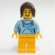 Bright Light Blue Torso, Bright Light Orange Legs, Dark Brown Hair (fig-009497)
