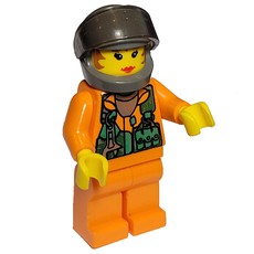 Astronaut - Orange Torso and Legs, Tans-Black Visor, Female (fig-009524)