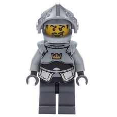 Knight - Crown Symbol, Pearl Grey Breastplate, Dark Bluish Grey legs (fig-009538)
