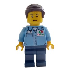 Man, Medium Blue Shirt with Octan Logo, Dark Blue Legs, Dark Brown Hair (fig-009542)