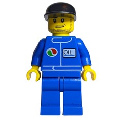 Man, Blue Jumpsuit with Octan Logo, Black Cap, Stubble (fig-009545)