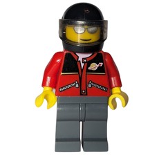 Man, Red Jacket with Classic Space Logo, Black Helmet with Visor, Silver Sunglasses (fig-009546)