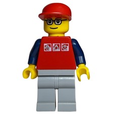 Man, Red Shirt with Dark Blue Arms, Red Cap, Glasses (fig-009547)