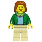 Woman, Open Green Jacket with Necklace, Dark Orange Hair