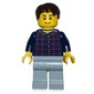 Man, Dark Blue Plaid Shirt, Light Bluish Gray Legs, Dark Brown Hair