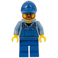 Man, Blue Overalls over Shirt, Blue Legs, Blue Cap, Beard and Glasses (fig-009555)