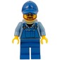 Man, Blue Overalls over Shirt, Blue Legs, Blue Cap, Beard and Glasses