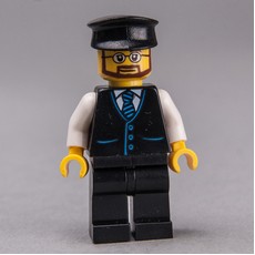 Man, Black Vest and Tie, Black Legs, Black Hat, Beard and Glasses (fig-009564)
