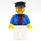 Sailor, Open Blue Jacket with Anchor over Dark Red Sweater, White Legs, Black Hat, Beard and Glasses