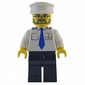 Ship Captain, White Shirt with Anchor and Tie, Black Legs, White Hat, Beard and Glasses