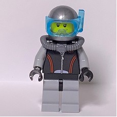 Diver, Black and Gray Wetsuit, Helmet with Mask, Airtank, Stubble (fig-009601)