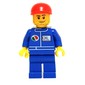 Racer, Blue Jumpsuit with Octan Logo, Red Cap, Stubble