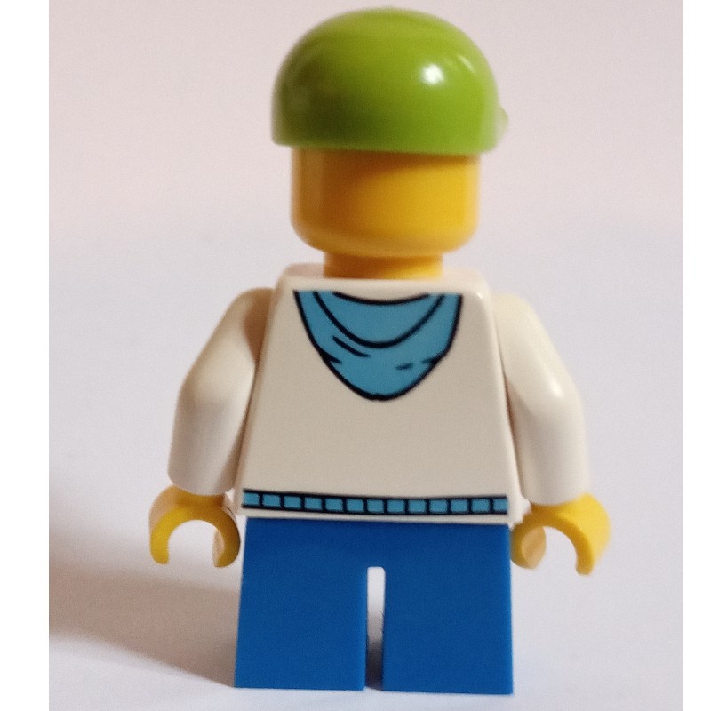 LEGO Set fig-009609 Boy, White and Blue Hoodie, Short Blue Legs 