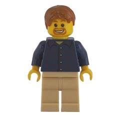 Man, Dark Blue Plaid Shirt, Tan Legs, Dark Orange Hair, Goatee Beard (fig-009618)