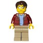 Man, Open Dark Red Jacket, Dark Tan Legs, Dark Brown Hair, Silver Sunglasses