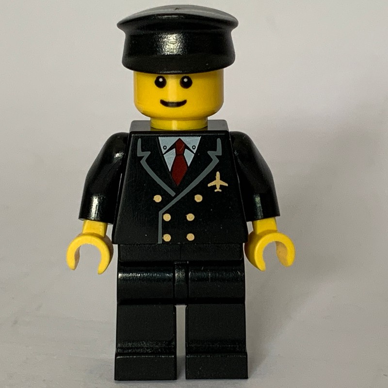 LEGO Set fig-009624 Pilot, Black Suit with Tie and Airplane Badge ...