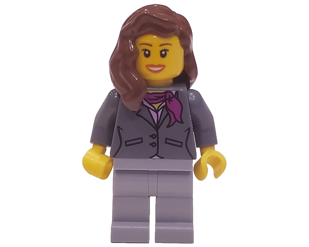 LEGO Set fig-009634 Woman, Dark Bluish Gray Jacket with Magenta Scarf ...