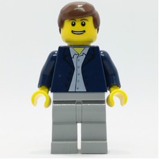 Man, Open Dark Blue Jacket, Light Bluish Gray Legs, Reddish Brown Hair (fig-009640)