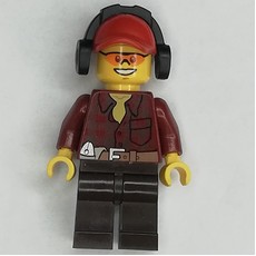 Lumberjack, Dark Red Flannel Shirt, Red Cap with Ear Defenders, Orange Safety Glasses (fig-009646)