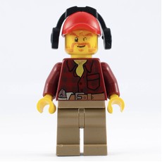 Lumberjack, Dark Red Flannel Shirt, Red Cap with Ear Defenders, Beard (fig-009647)