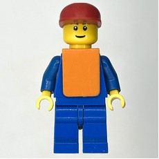 Ground Crew, Blue Suit with Tie and Plane Logo, Red Cap, Orange Vest (fig-009648)