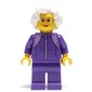 Woman, Dark Purple Jogging Suit, White Hair, Large Glasses